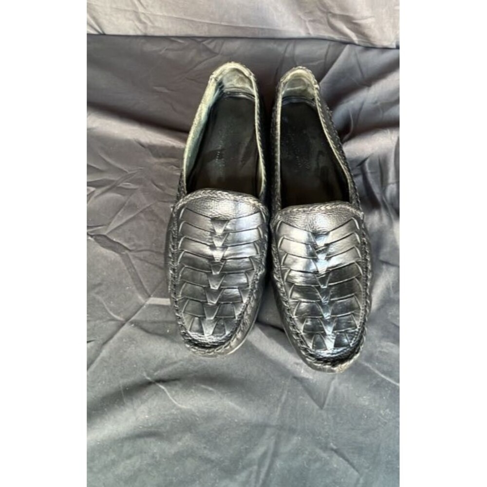 Bragano Men's Black Woven Leather Loafers